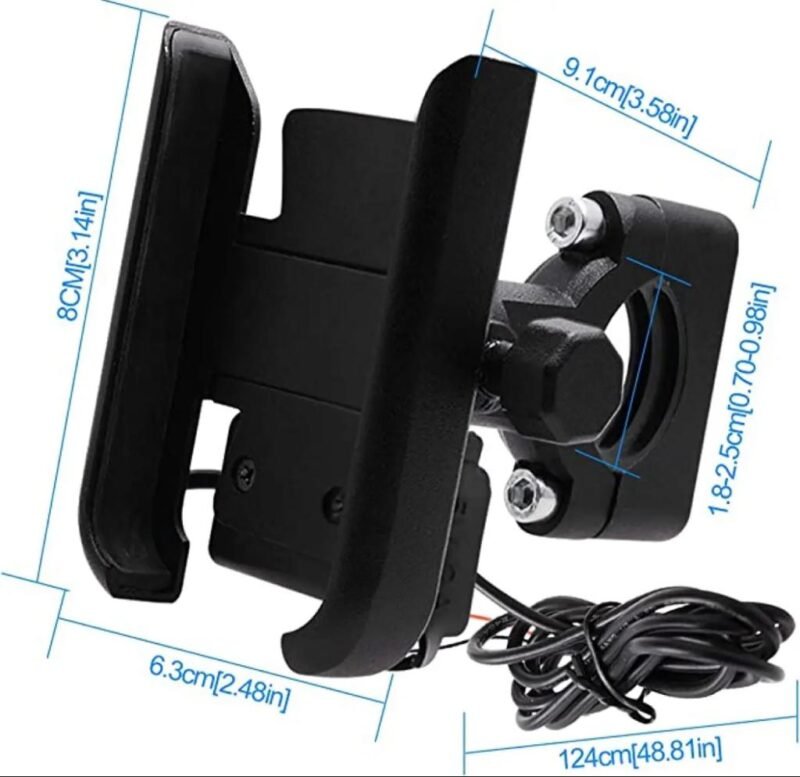 Bike Metal Phone Holder & 5v-2A Mobile Charging Port Universal Motorcycle Bicycle Phone Holder Handlebar Stand Mount Bracket Mount Phone Holder For All Phone - Image 2