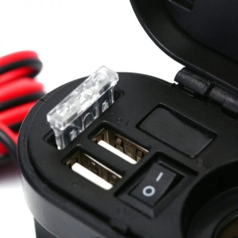 Motorcycle Bike USB Mobile Charger Multi Function 4 in 1 Waterproof Lighter with Voltmeter time Clock dual port High Quality - Image 5