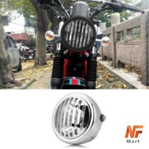 Bike Headlight Café Racer Headlight Plastic Chrome Vintage Headlight With Grill Cover For CG 125/CD 70