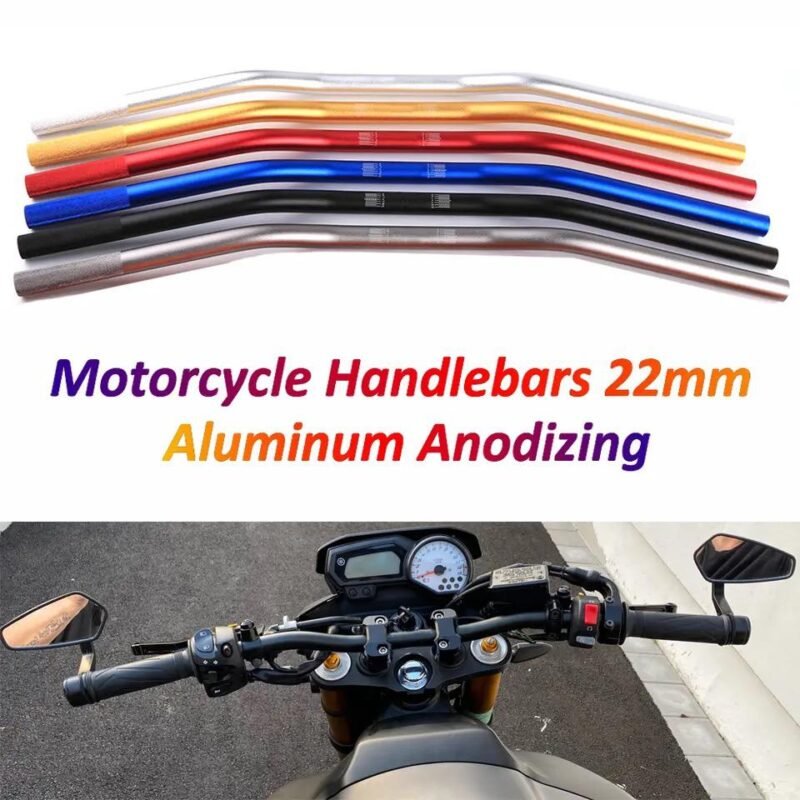 Motorcycle Handlebar Aluminum 22mm Blue Anodizing Steering Wheel Fit for Yamaha, Honda, Suzuki Bikes NF MART