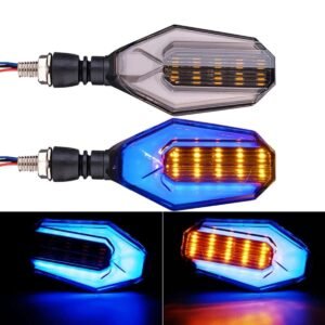 2Pcs Motorbike Universal LED Indicator With Blue DRL And Yellow Parking Light Signal Light Daytime Lamp 12V