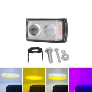 1 Pcs Bike Light Dual Lens Projector Driving LED Fog Work Light 4 Color Light Dolphin Projector Spotlight For Bike Car Jeeps White Yellow Mix Flash Bar Light