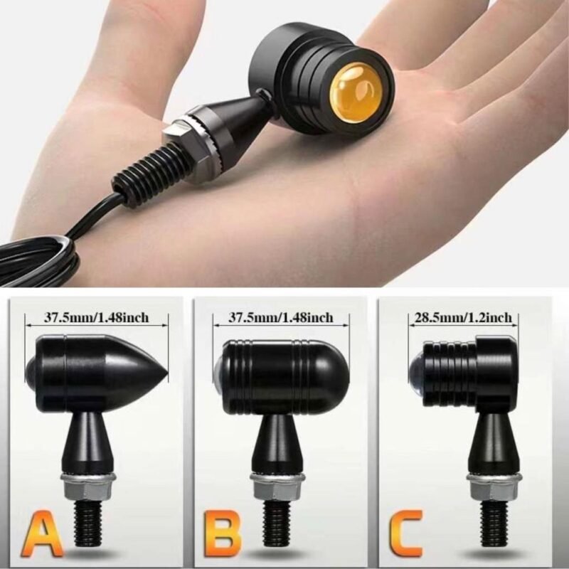 Motorcycle Indicator Moto Lamp 2Pcs Metal Body Signal Light Led IPX6 Waterproof Amber Flasher Blinker 12V Led Motorcycle Turn Signals Universal All Bikes - Image 3