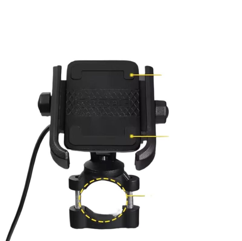 HJG Motorcycle Mobile Phone Holder Metal Universal Handle Fitting With USB Fast Charging For ALL Mobiles Motor Bracket High Quality Black - Image 2