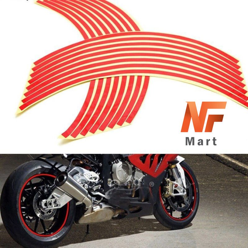 Red Color Rim Stickers Universal For All Bikes Yamaha, Suzuki, Honda Bikes Alloys Rim Stickers - Image 3
