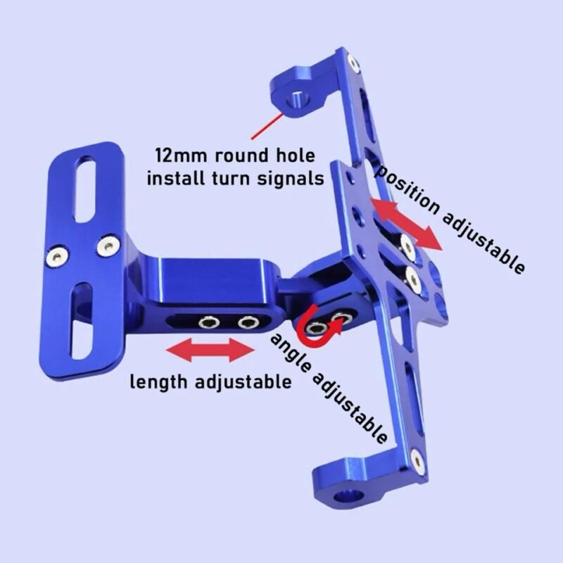 Universal CNC Motorcycle License Plate Holder Frame With LED (Number plate holder) Black Aluminum Adjustable Universal Fitment Motorcycle Accessories - Image 3