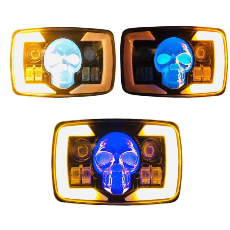 SKULL Headlight Beam for Motorcycle 70cc and 125cc Multicolor Skull With DRL Projectors High & Low Beam, DRL, Skull Ghost - Image 3