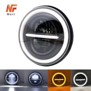 Bike LED Headlight 7 inches Round Motorcycle Headlight For Café Racer, Jeeps, Yamaha All bikes, Suzuki Gs150 Bikes Led Headlight NF MART