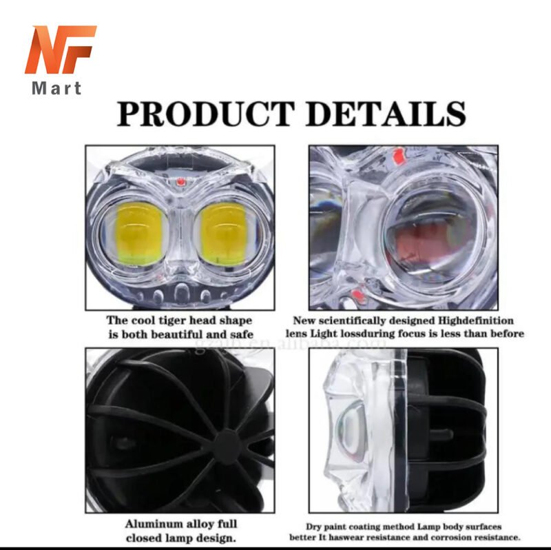 1pcs Dual Color Led New Crystal Motorcycle Multicolor Fog Light Owl Design Head Light Headlight Led Auxiliary Spot Lights For Motorcycle NF MART - Image 3