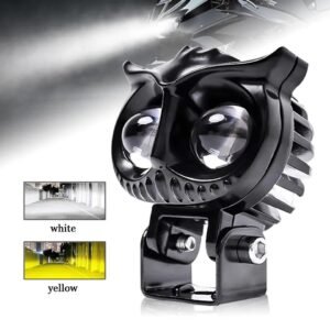 OWL Shape Fog Yellow-White light Low & High Beam Metal Body Owl Spot Light for All Cars And Bikes 9V-60V 40W