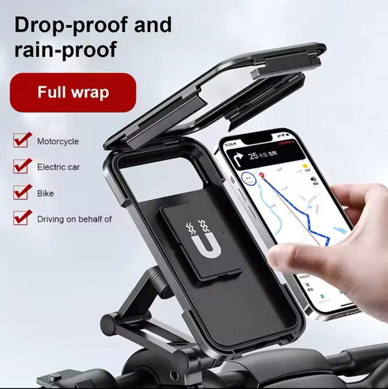 Universal Motorcycle Phone Mount Waterproof Hard Shell Phone Case Holder 360° Adjustable Bike Cellphone Holder Up To 6.7 Inches - Image 2