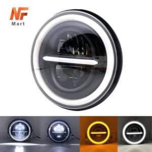 Bike LED Headlight 7 inches Round Motorcycle Headlight For Café Racer, Jeeps, Yamaha All bikes, Suzuki Gs150 Bikes Led Headlight NF MART