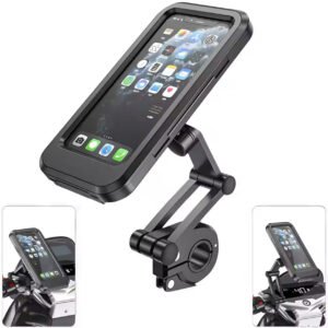 Universal Motorcycle Phone Mount Waterproof Hard Shell Phone Case Holder 360° Adjustable Bike Cellphone Holder Up To 6.7 Inches
