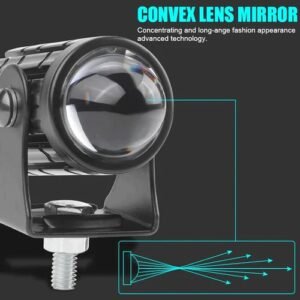 Compact Dual-Color Motorcycle Fog Lights with High/Low Beam - White/Yellow (Single Unit)