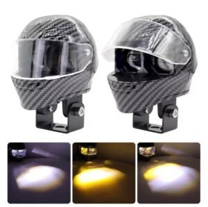 1 pc Carbon Fiber Helmet Light Motorcycle Headlights LED Spotlights WHITE YELLOW FLASHER Fog Lights Running Light Moto Helmet Style Carbon fiber texture