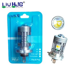 1 PC HJG Headlight LED H4 50W 2 Tone Yellow White With Waterproof Mini Projector Lens For Motorcycle Car Plug and Play Headlight Lamp, Bulb, Led 9-32 volt