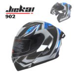 JIEKAI 902 Flip Up Motorcycle Helmet – Feather Grey Blue Matt Finish – DOT Certified New Model with Spoiler
