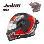 JIEKAI Motorcycle Helmet 902 Feather Red Motorcycle Uncovered Helmet Flip up Chin Double Visor Full Face New Model