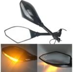 Motorcycle Side Mirrors with LED Turn Signal Indicator 10mm Motorcycle Rearview Mirror For Honda Suzuki Yamaha