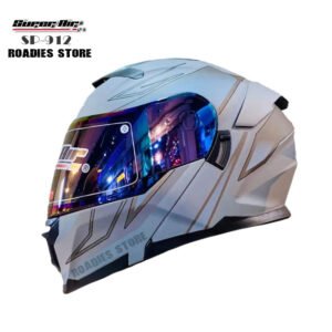 Super Air Helmet SP-912 Matt Light Grey Uplift Dual Visor DOT Approved SP 912 Removeable Padding With Spoiler SP912 - Roadies Store