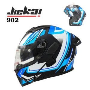 JIEKAI Motorcycle Helmet 902 Feather Blue White Motorcycle Uncovered Helmet Flip up Chin Double Visor Full Face New Model