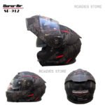 Super Air Helmet SP-912 Guardian Angel Matt Black with Red Uplift Dual Visor DOT Approved SP 912 Removeable Padding With Spoiler SP912 - Roadies Store