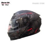 Super Air Helmet SP-912 Guardian Angel Matt Black with Red Uplift Dual Visor DOT Approved SP 912 Removeable Padding With Spoiler SP912 - Roadies Store