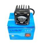 HJG 20W Square LED Motorcycle Fog Light – 4-Mode White, Yellow, Flasher & Red DRL – Full Metal Body