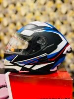 JIEKAI 902 Flip Up Motorcycle Helmet – Mesh  Blue Matt Finish – DOT Certified Dual Visor with Spoiler