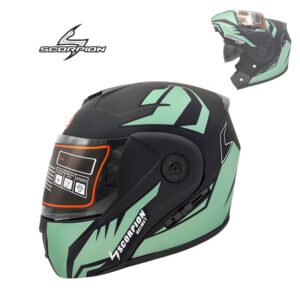 Scorpion Modular Flip-Up Motorcycle Helmet – Dual Visor Matt Finish Imported Unbreakable Olive Green Black color