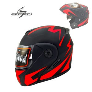Scorpion Modular Flip-Up Motorcycle Helmet – Dual Visor Matt Finish Imported Unbreakable RED BLACK color