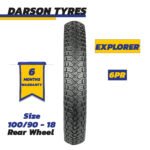EXPLORER 100/90-18 (Rear Wheel) - CB 150CC Motorcycle Tyre and Tube Set DARSON TYRES