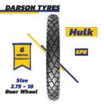 HULK 2.75-18 (Rear Wheel) - 100CC Motorcycle Tyre and Tube Set DARSON TYRES