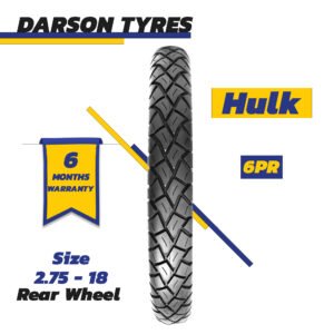 HULK 2.75-18 (Rear Wheel) - 100CC Motorcycle Tyre and Tube Set DARSON TYRES